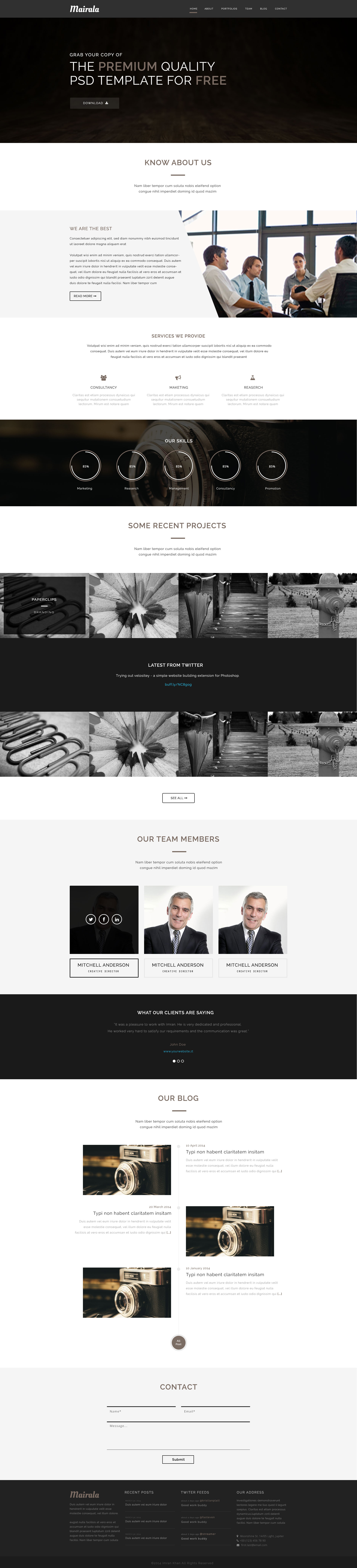 Free One Page Corporate Agency PSD Template-Mairala