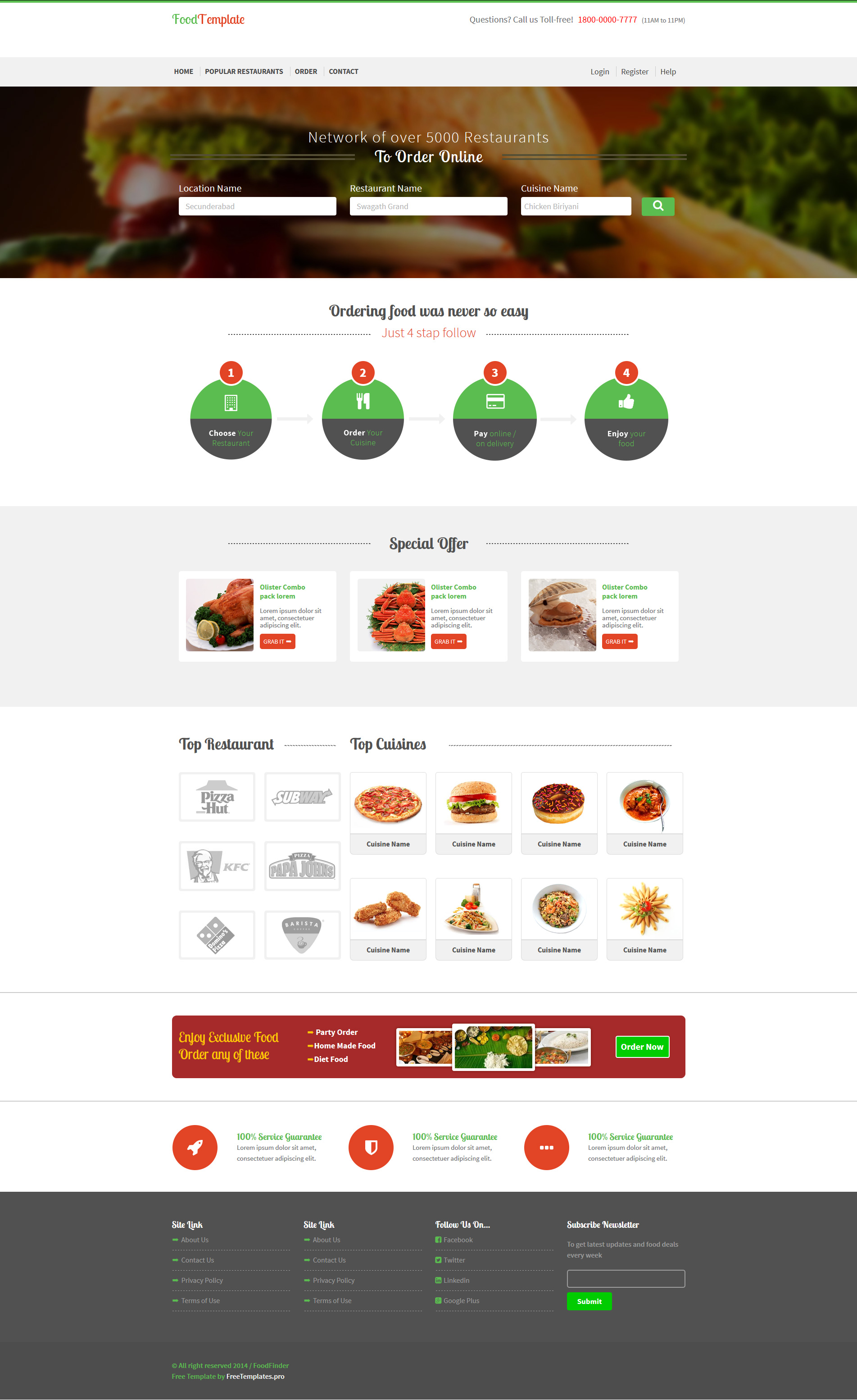 Food/Restaurant Ordering Shop Website Template HTML
