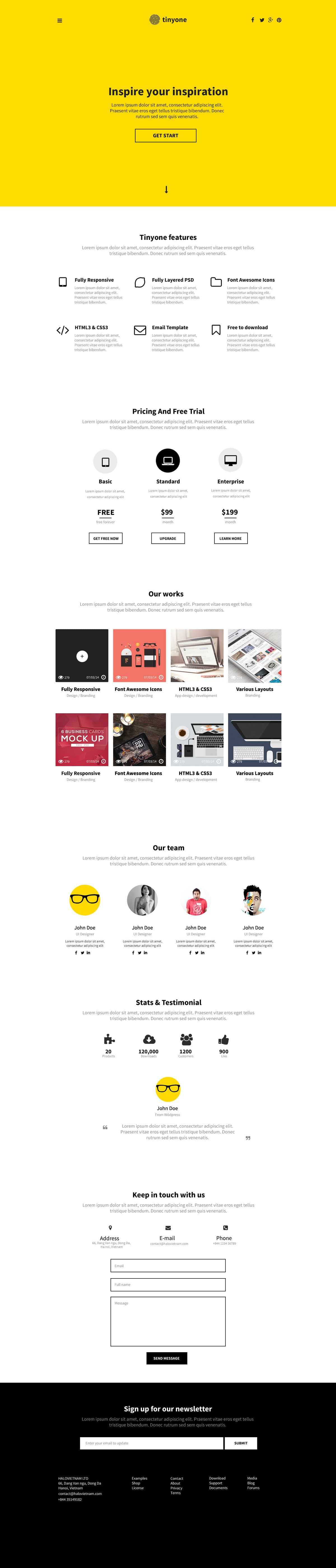 Tinyone Onepage Multipurpose HTML Template