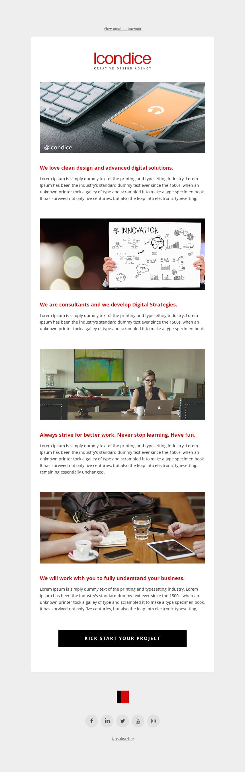 Minimalist Email Newsletter Template PSD + HTML