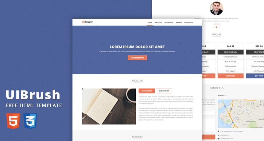 UIBrush Free Landing Page HTML Template