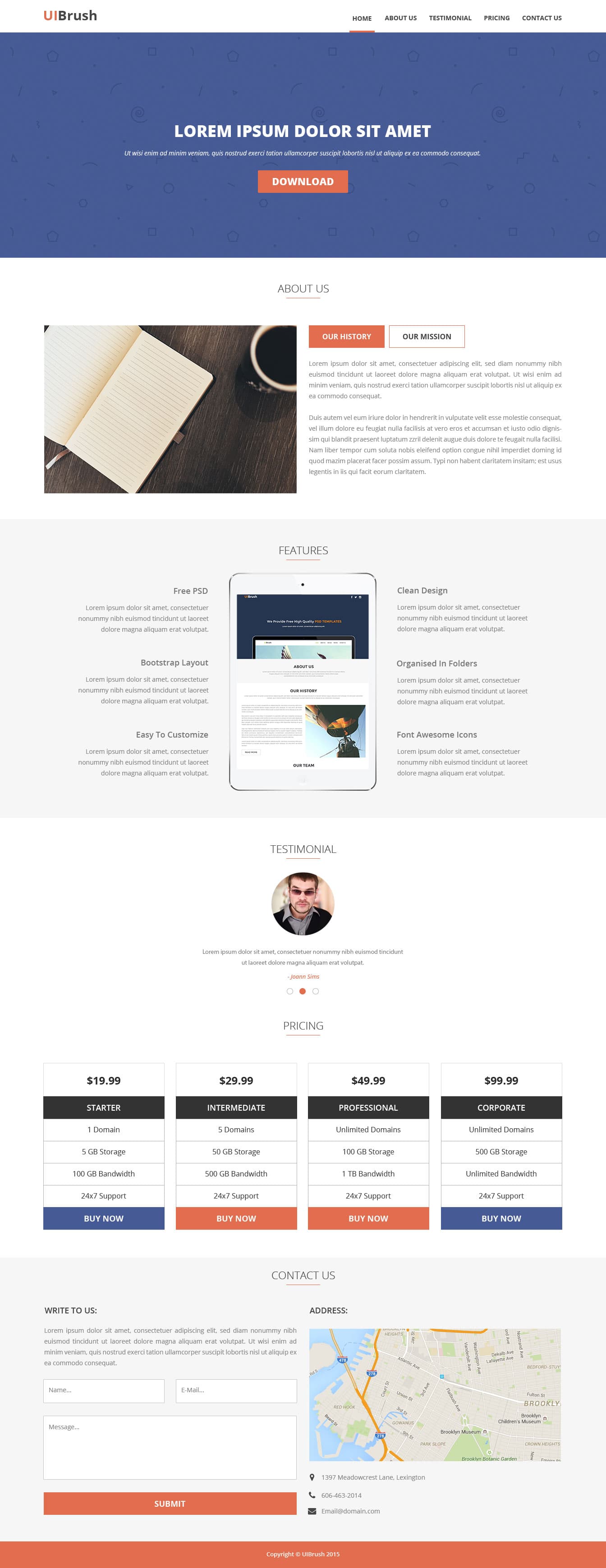 UIBrush Free Landing Page HTML Template