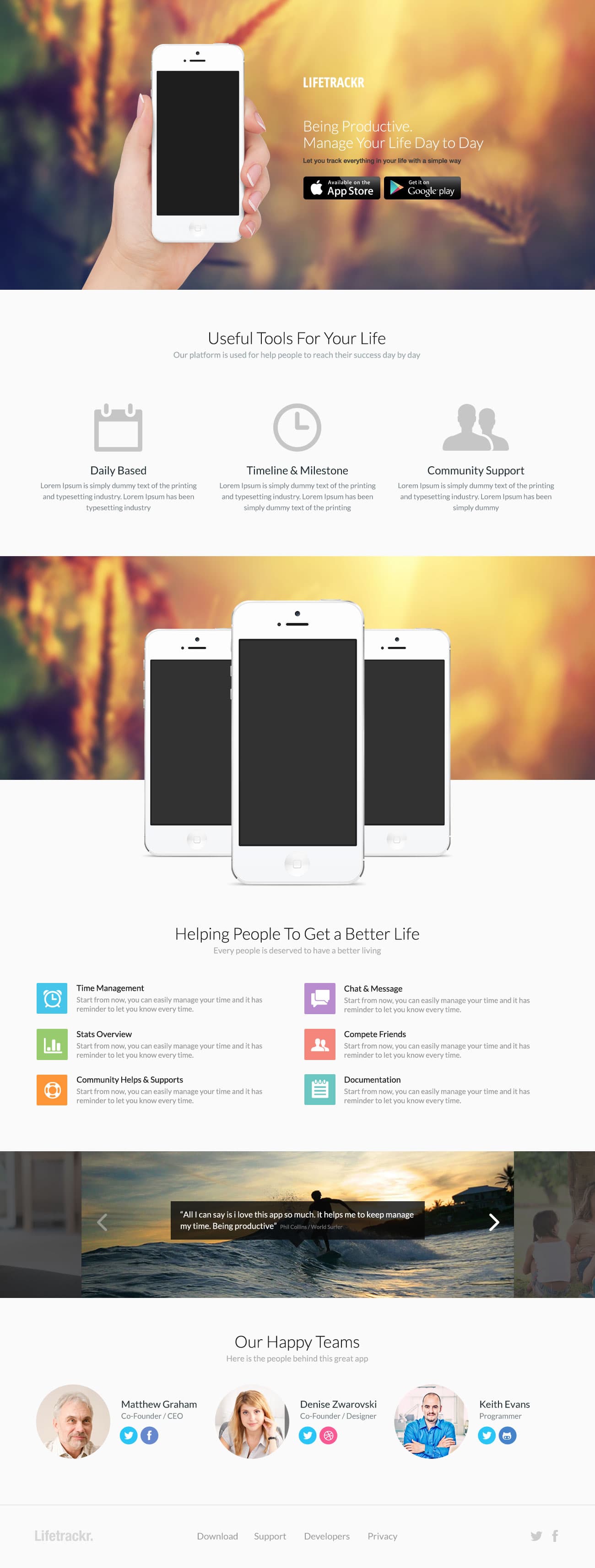 LifeTrackr - App Theme Free HTML Template