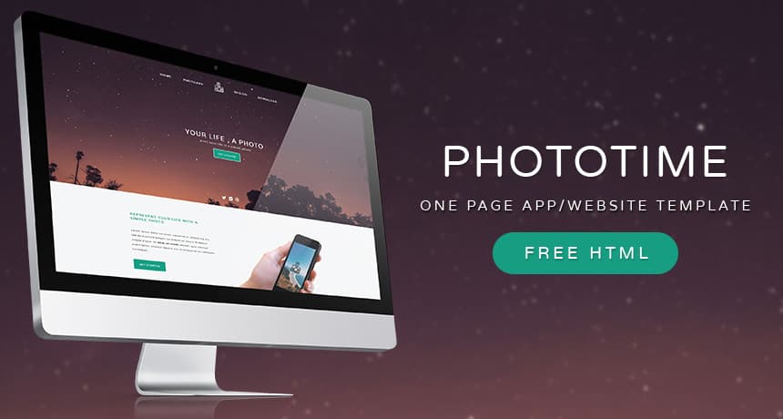 Phototime One Page App/Website Template