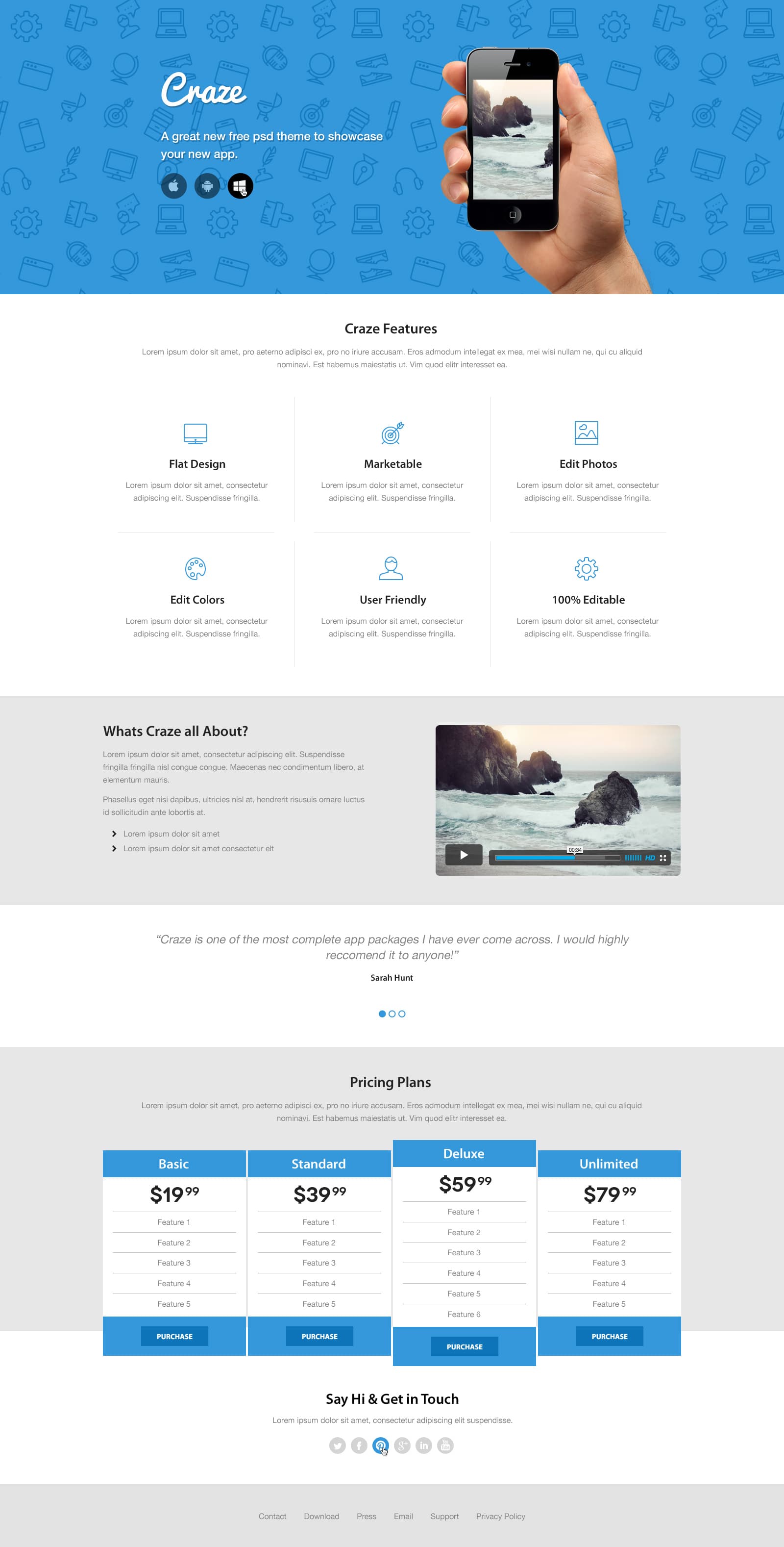 Craze Trendy Landing Page Website Template