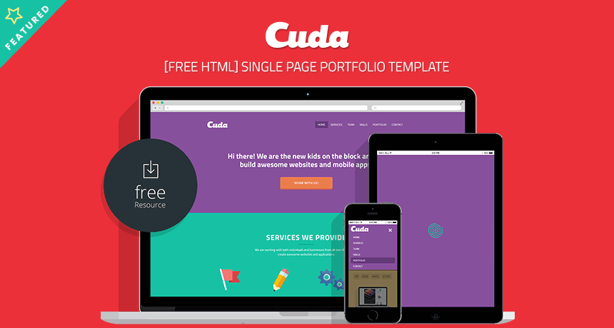 Cuda Single Page Portfolio Template Free HTML