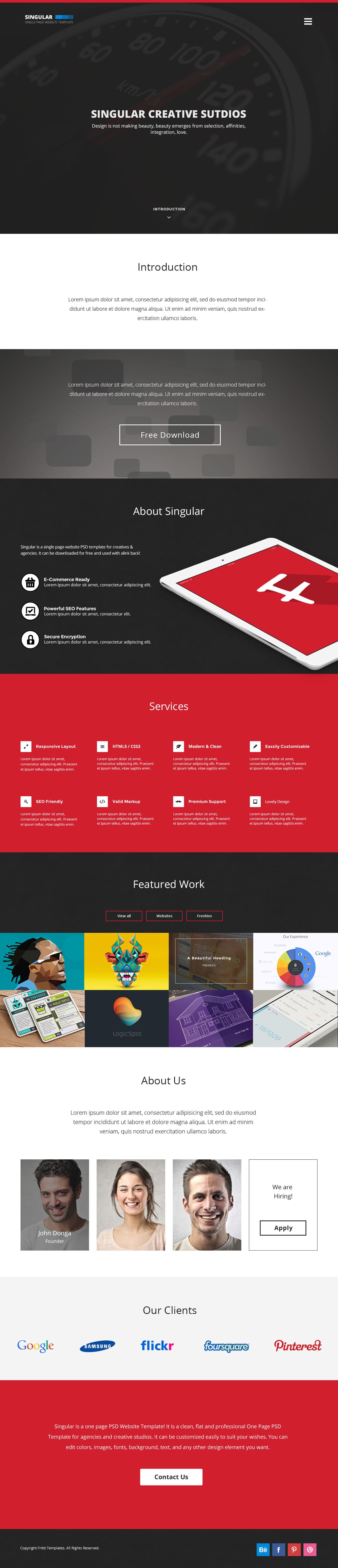 Free One Page Website Template &ndash; Singular