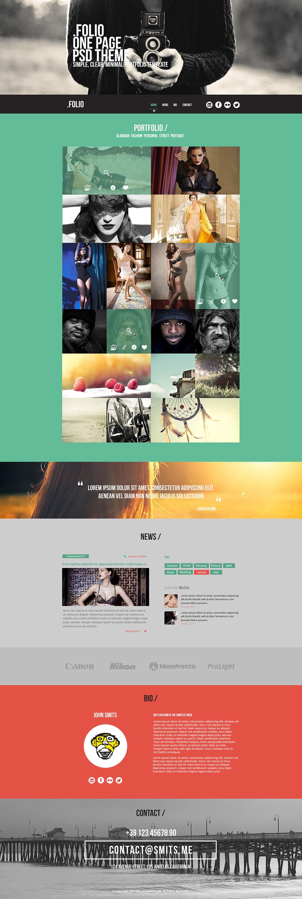 Folio One Page Free HTML Template