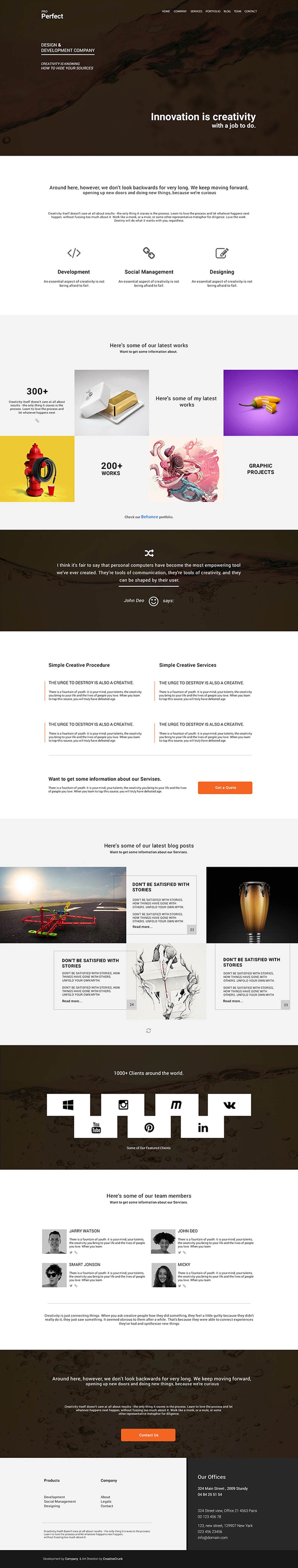ProPerfect – Multipurpose One Page HTML Template