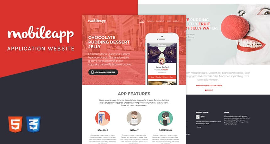 Mobileapp - Application Landing Page HTML Template | Free HTML5 Templates