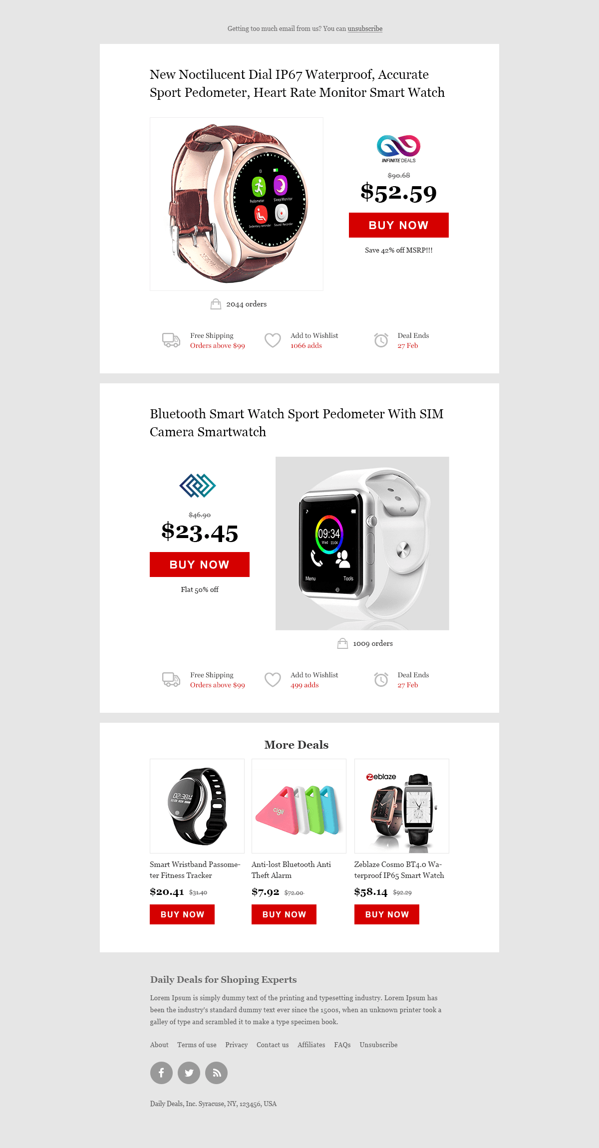 Daily Deals eCommerce Website Newsletter PSD + HTML