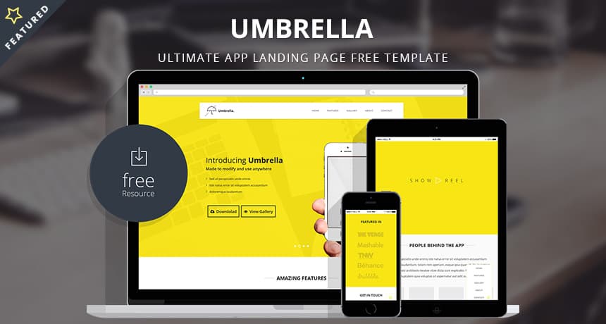 Umbrella – Ultimate App Landing Page Free Template | Free HTML5 Templates