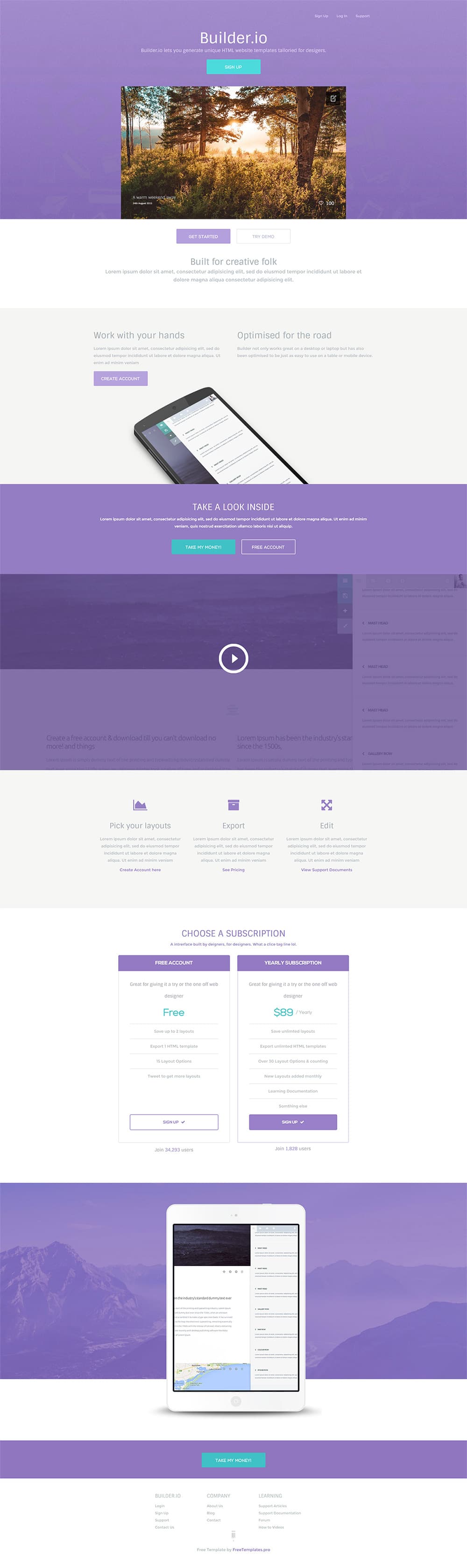 BUILDER - A Free Vibrant Web App HTML Template