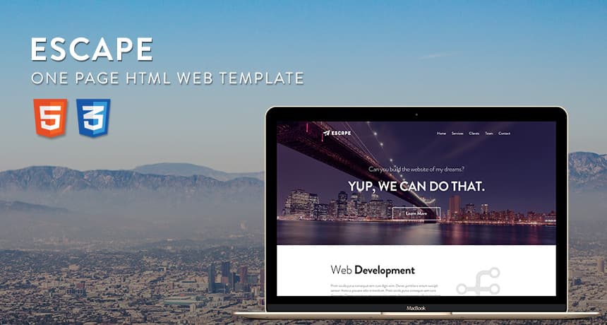 Escape – One Page PSD-HTML Web Template