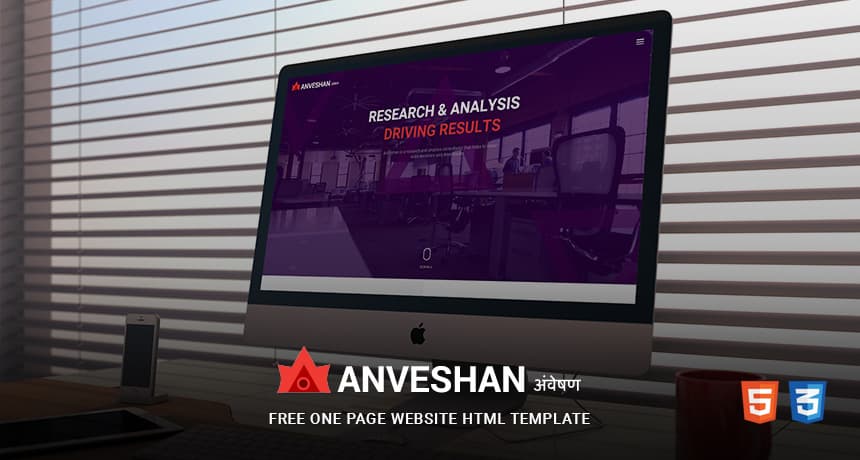 ANVESHAN - Free One Page Website HTML Template | Free HTML5 Templates