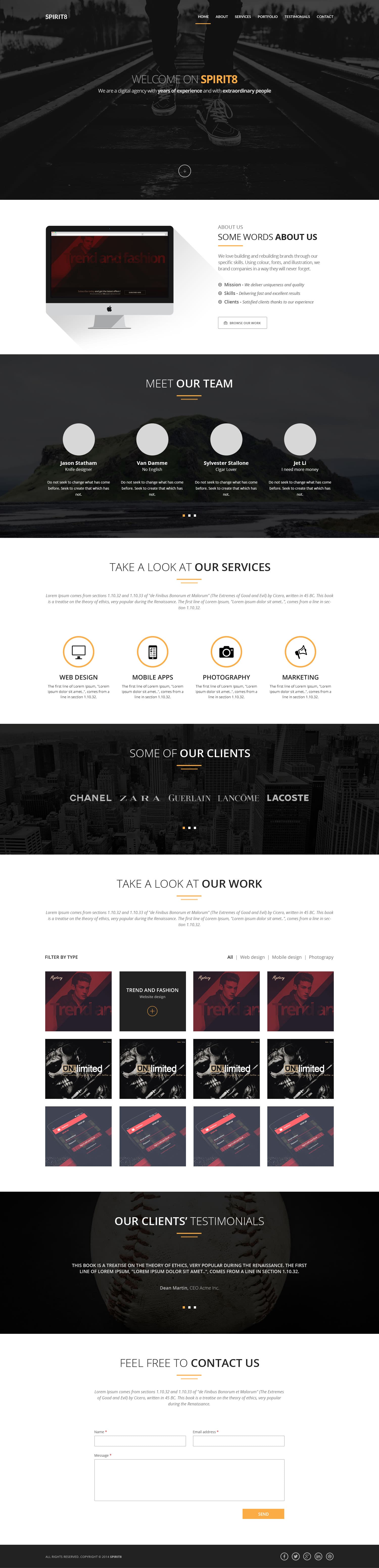 Spirit8 – Digital Agency One Page Web Template
