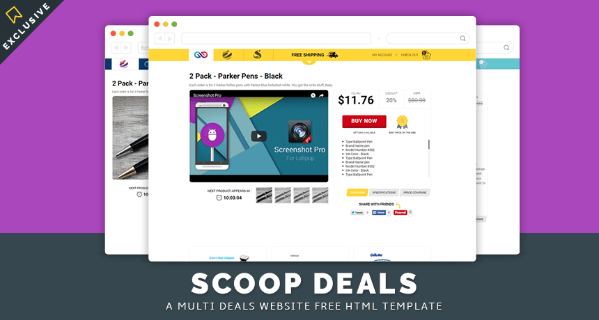 Scoop Deals - A Multi Deals Website Free HTML Template | Free HTML5 Template