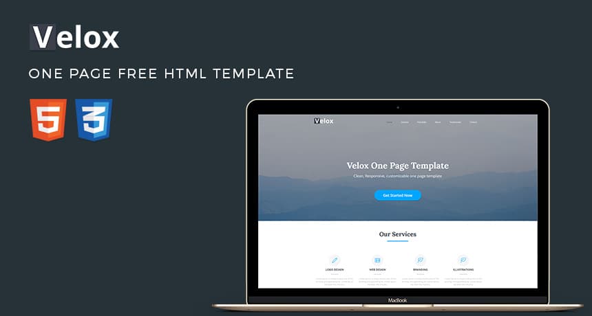 Velox - One Page Free HTML Template | Free HTML5 Templates