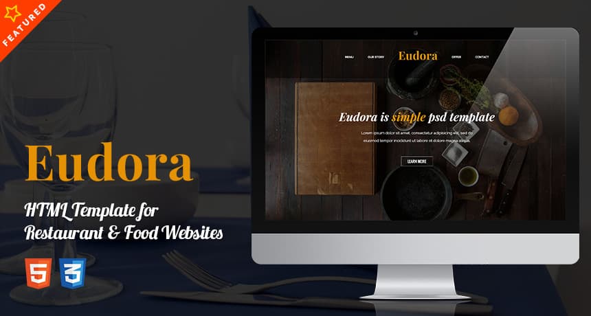 Eudora HTML Template for Restaurant & Food Websites | Free HTML5 Templates