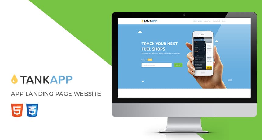 TankApp - App Landing Page Website Template | Free HTML5 Templates