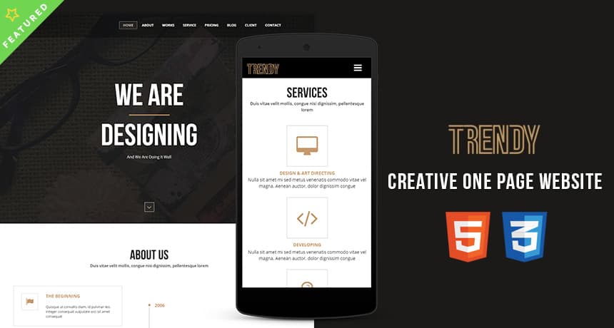 Trendy – Creative One Page HTML Template | Free HTML5 Templates