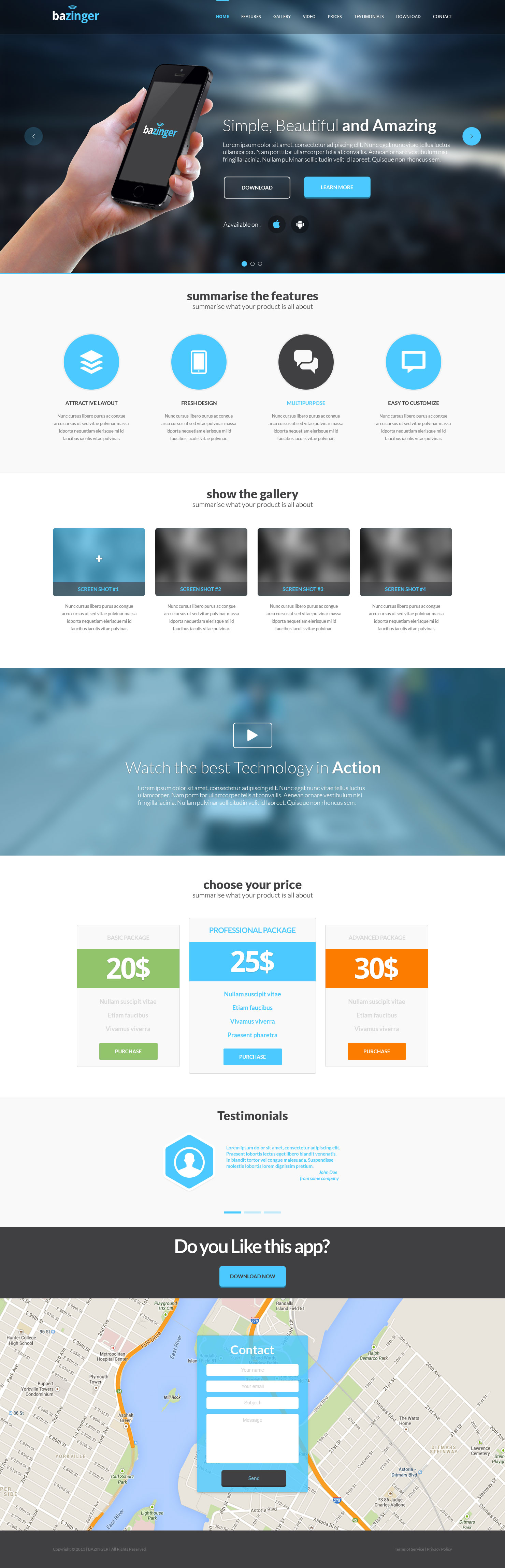 Bazinger Landing Page - Free HTML Template