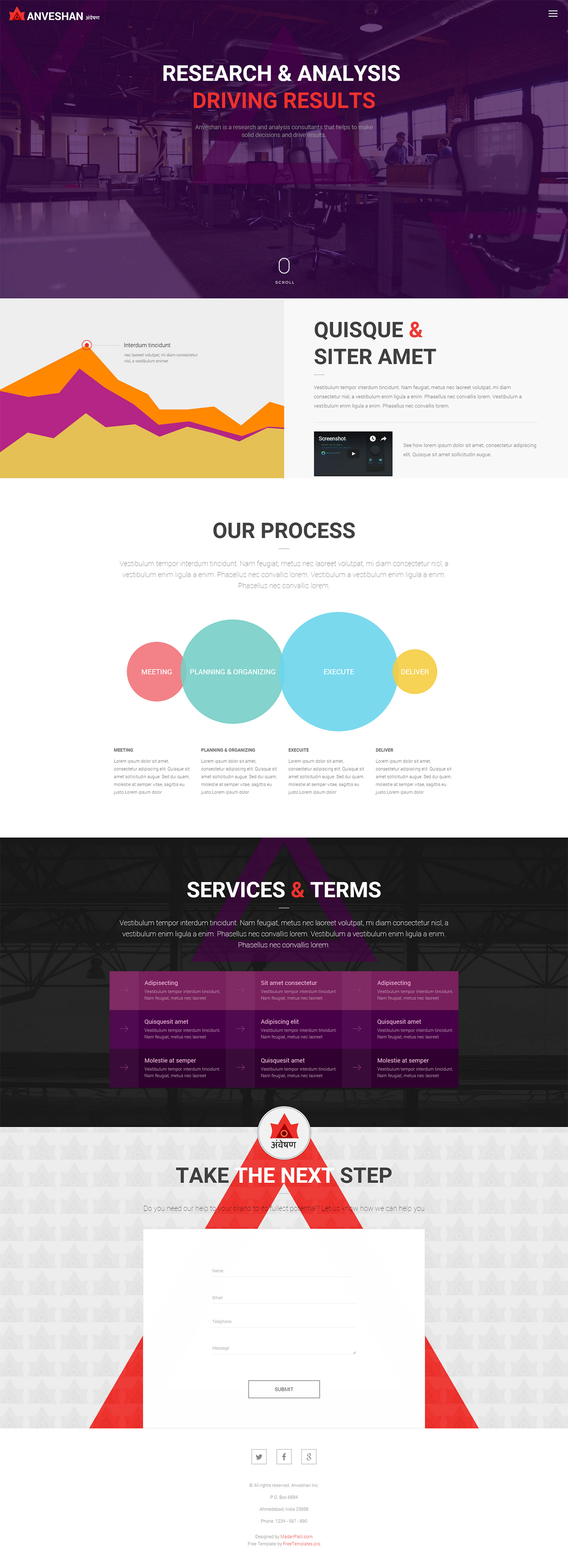 Anveshan Free One Page Website PSD/HTML