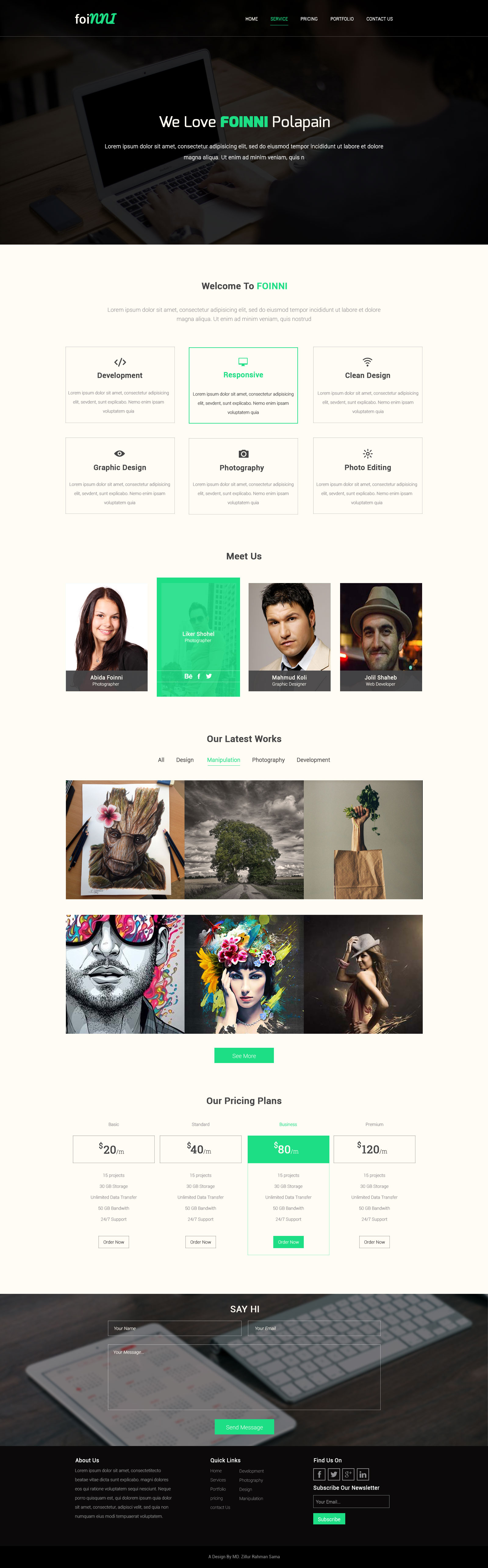 Foinni One Page Free PSD Template