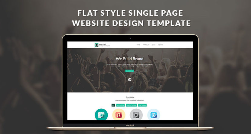 Free Flat Style Single Page Website Design Template HTML