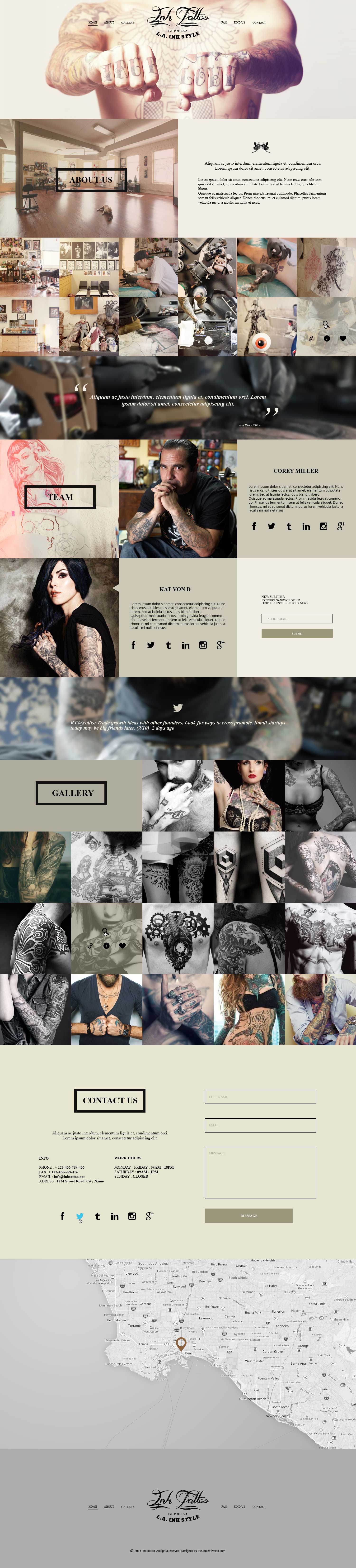 InkTattoo - Free Psd One Page Template