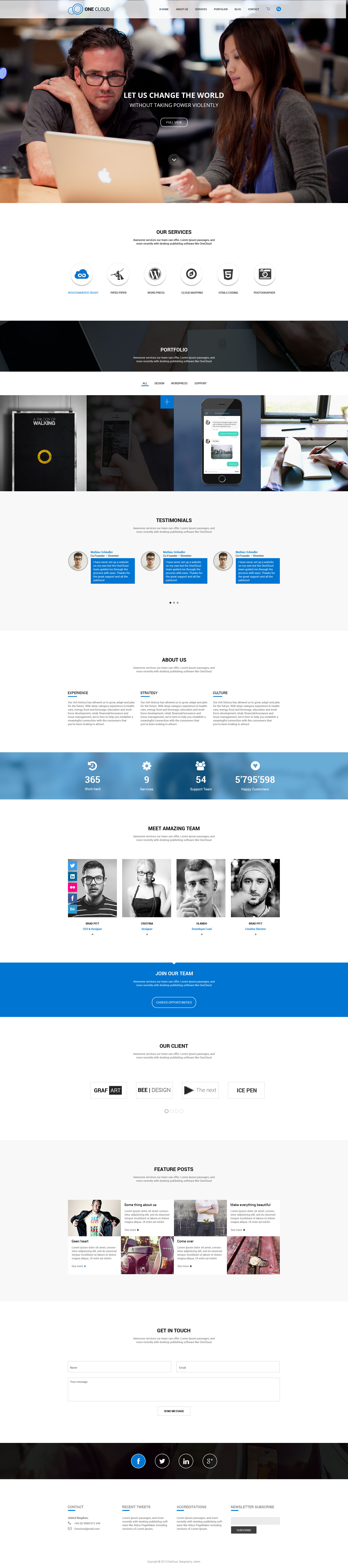 OneCloud – Elegant One Page Template PSD