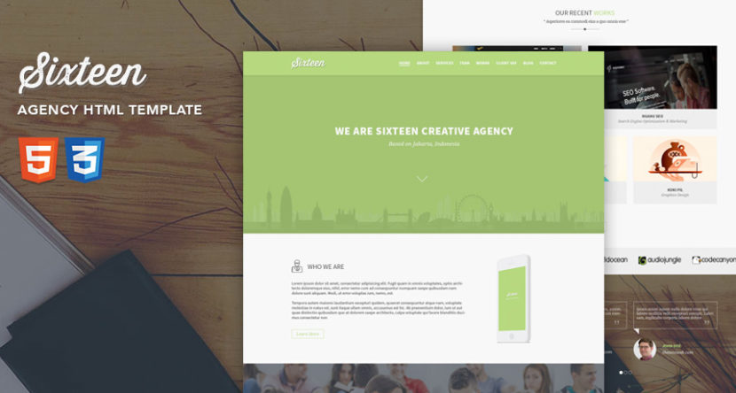 Sixteen Flat One Page Agency Template [FREE HTML]