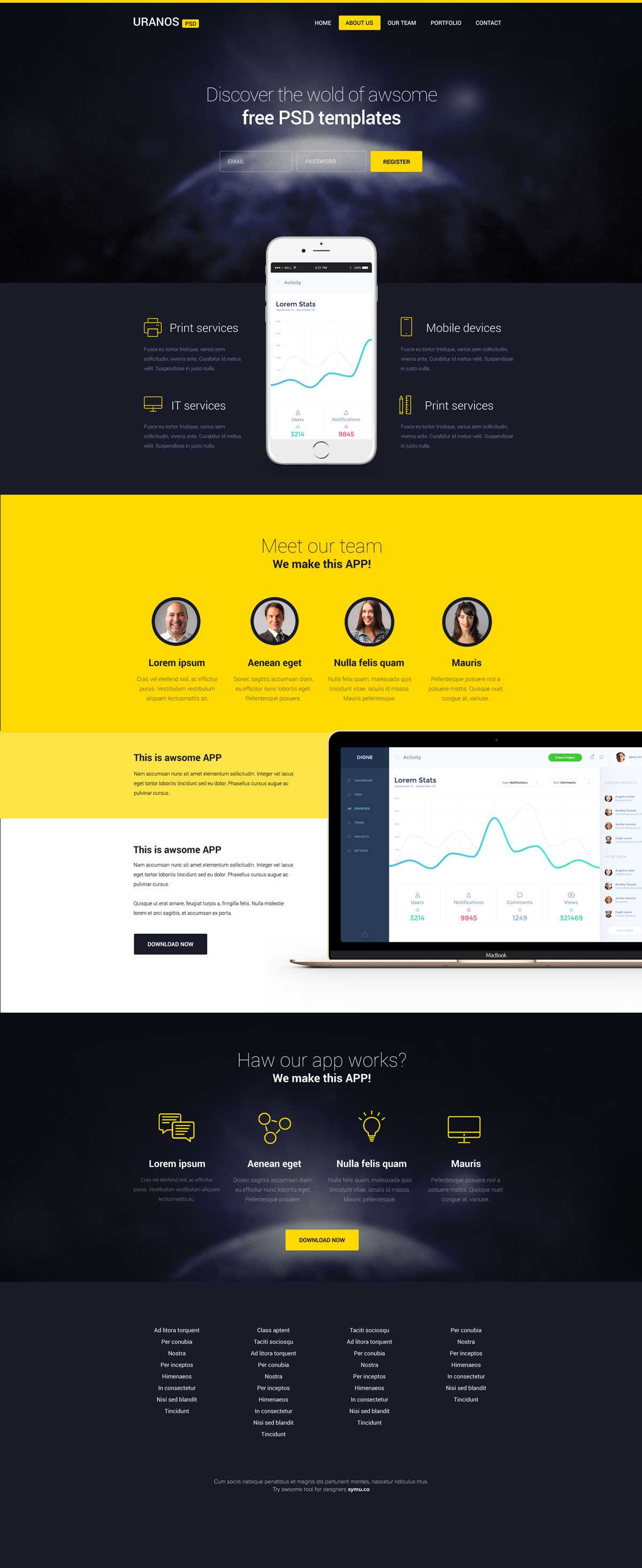Uranos PSD Template for App Landing Page